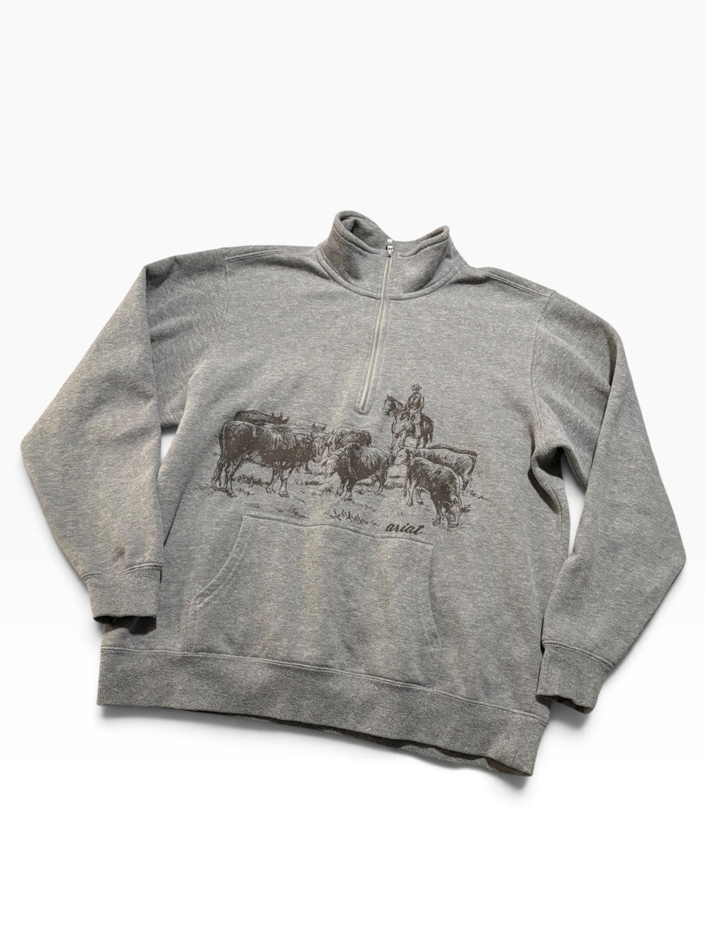 Ariat size Large cowgirl 1/4 zip Gray Quarter-Zip Cattle & Rider Pullover
